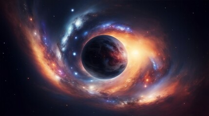 A planet behind with galexy cosmic wallpaper, Cosmic beauty, dark background 16:9