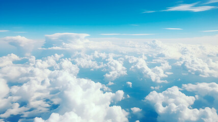 Fototapeta na wymiar blue sky background with tiny clouds, panorama. Generative AI