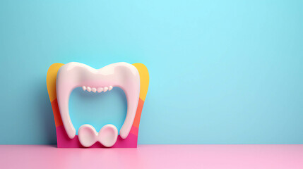 Colorful Dentist banner with empty space on the side for text. Generative AI