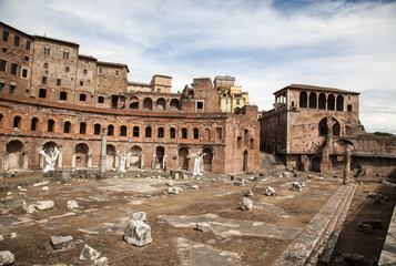 Foro di Trajano and torre delle Milizie at Roma - Italy.