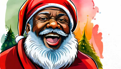 Laughing black Santa Claus - 628978496