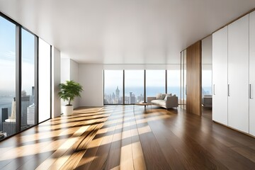 empty room with windows by AI generating