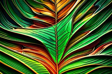 abstract green leaf by AI generating