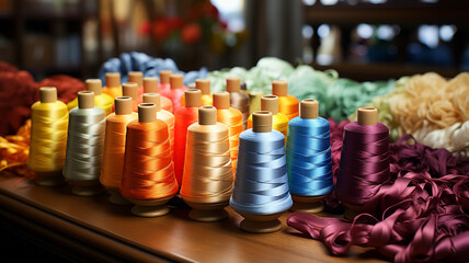 spools of thread and needle.generative ai