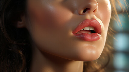 closeup of beautiful lips.generative ai