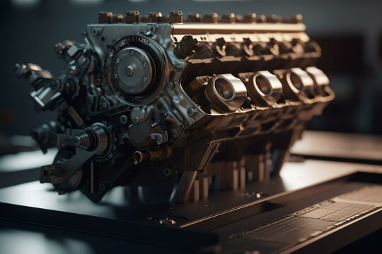 3D rendering of engine development. Generative AI