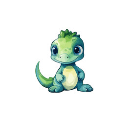 Cartoon baby dinosaur on a white background. Vector illustration