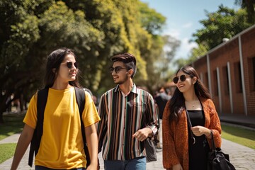 College students walking on street outdoor