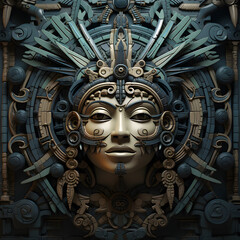 Obraz premium MURAL ABOUT MAYAN CULTURE, AZTEC MASKS