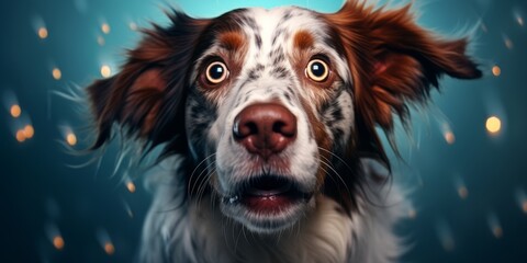 Surprised puppy gazes in awe, Generative AI