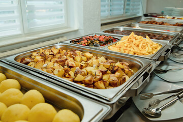 European buffet catering food. Celebration party concept. Selective focus. Close-up.