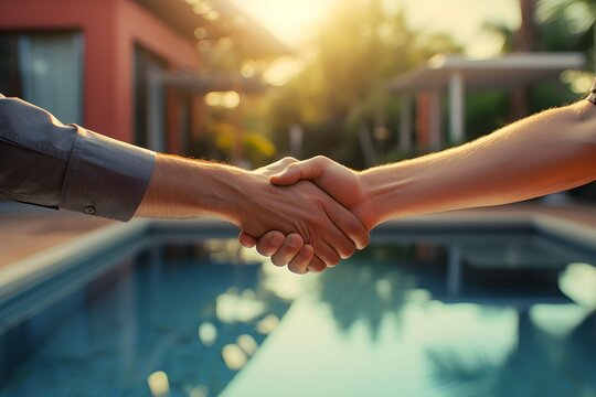 Building Lasting Connections: Handshakes by the Residential Pool