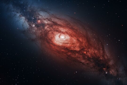 NASA image shows red galaxy in space. Generative AI