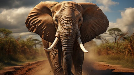 elephant in the wilderness in namibia, africa.generative ai