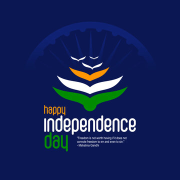 August 15, Happy independence day. Vector Greeting card design for Indian independence Day.