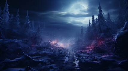 Fototapeta premium night sky with stars and trees, fantasy background.generative ai