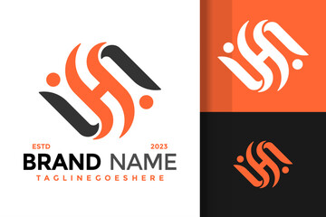 Letter S and H unique monogram logo design vector symbol icon illustration