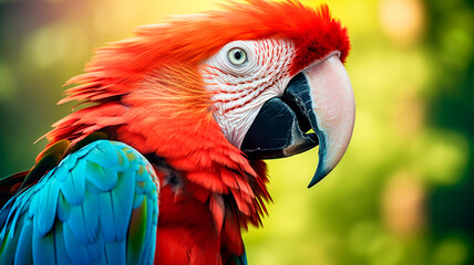 Obraz premium parrot in the forest. Generative AI illustrator