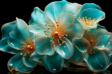 beautiful blue peacock flower. digital painting. high quality illustration,Generative AI	