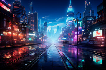 Naklejka premium futuristic city scene. abstract,Generative AI 