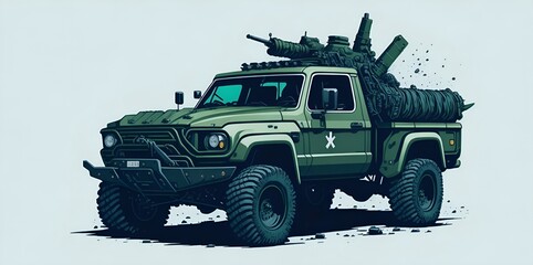 Military SUV Truck car. AI generated illustration