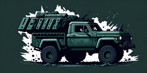 Obraz premium Military SUV Truck car. AI generated illustration
