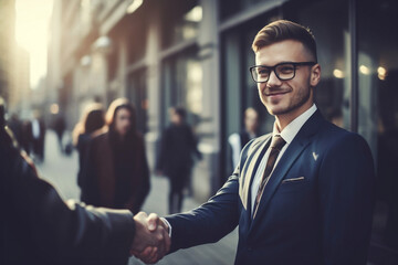 Fototapeta na wymiar two businessmen shaking hands