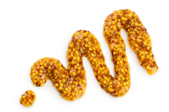 french mustard isolated on white background with full depth of field. Top view. Flat lay.