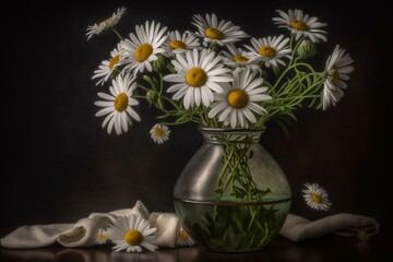 Daisies in a vase. Generative AI