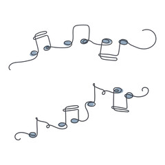 Modern single continuous line drawing of music notes in flat style