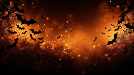 Halloween Spooky Night Scene Background - Generative AI