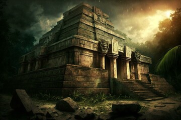 Mayan temple as energy source. Generative AI