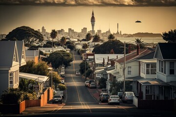 The urban landscape of Auckland, NZ. Generative AI