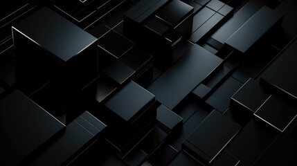 Title: Cubic 3D Black Background – Generative AI