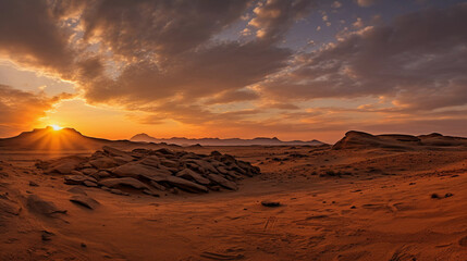 Fototapeta na wymiar Desert in the background of a beautiful sunset.