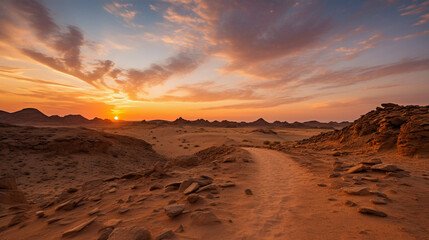 Fototapeta na wymiar Desert in the background of a beautiful sunset.