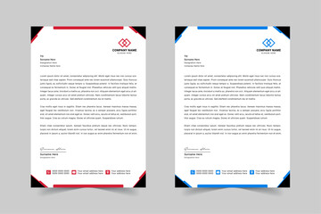 Modern Corporate Business Letterhead Design Template With Red, Blue, Green and Yellow