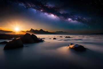 An expansive Nox counterchange filled with a across - the - maneuver bloodshed of headliner , showcasing the curio of the population. Creative resource, AI Generated