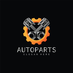 Autoparts in gear ,auto piston,logo design,automotive parts,automobile detail and repairing car,vector design and illustration.