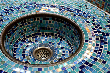 abstract blue mosaic sink