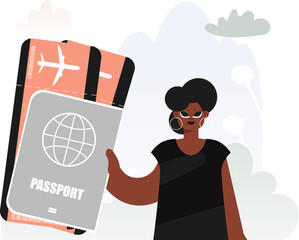 Travel of Affiliation. Abundant woman with Around the world id and Discussion around Tickets.