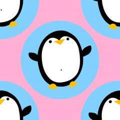 Winter animals seamless cartoon penguin pattern for wrapping paper and kids clothes print and Christmas