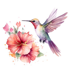 Fototapeta premium hummingbird and flowers
