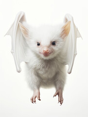Fototapeta na wymiar Albino white the bat is a cute vampire rare snowy