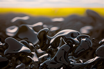 polluted field by organic black liquid forms