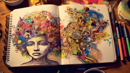 individuals writing, drawing, or doodling in notebooks, representing the freedom of self-expression and creativity