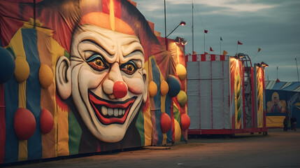 Run Down Abandoned Amusement Park Carnival Circus Building