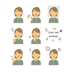 Stock Illustration: Facial expression _ woman _ variation set