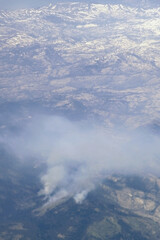 Fototapeta na wymiar aerial view of california wildfire in sierra nevada stanislaus national forest groveland tuolumne county