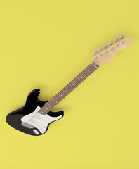 Obraz premium Colorful guitar viewed from above on abstract white background, , ideal for guitar addicts